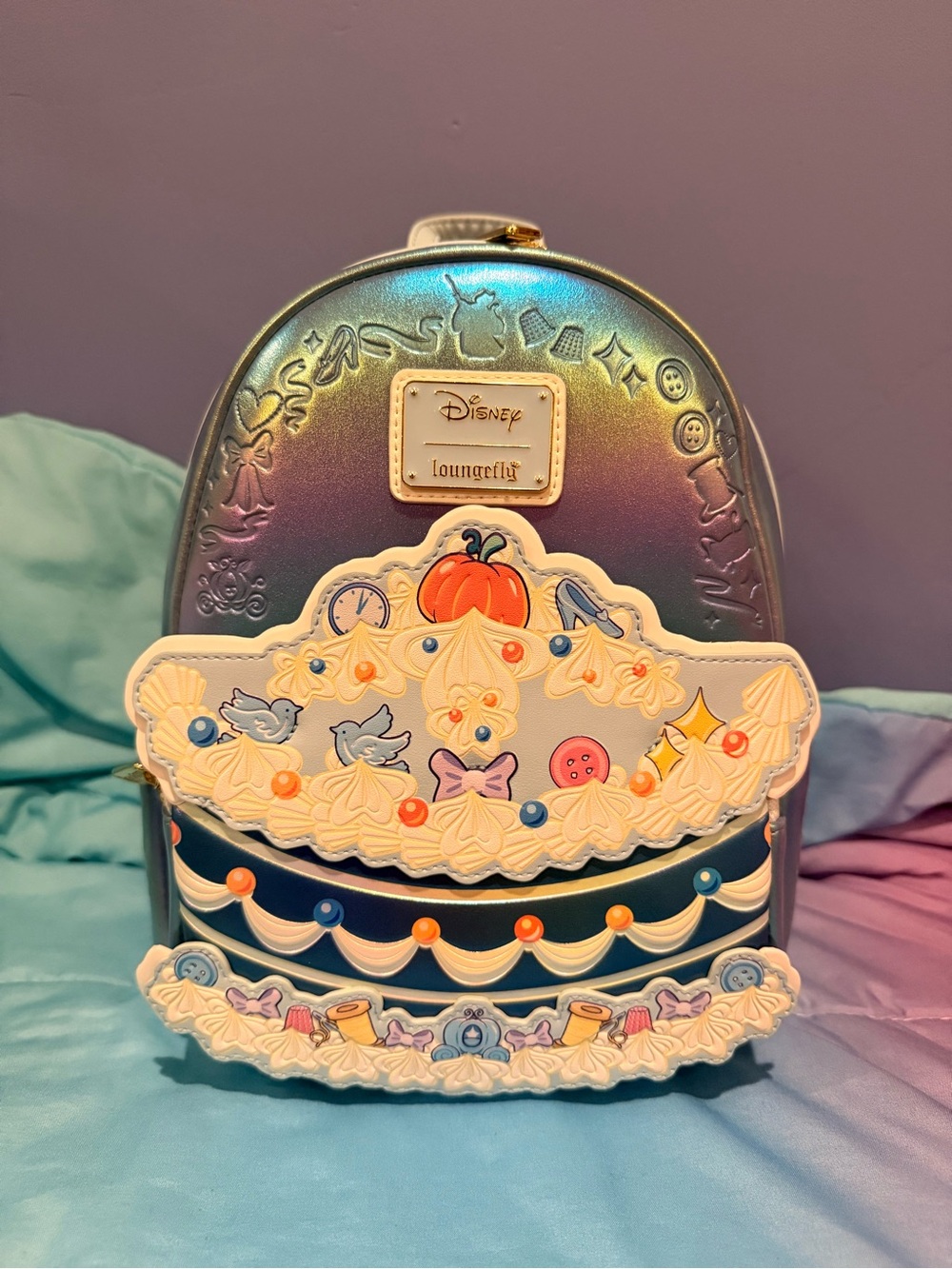 Loungefly Iridescent Cinderella Cake Mini Backpack - Blue Purple Pink